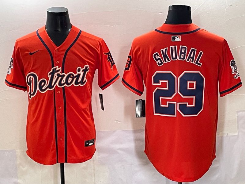 Men 2025 Detroit Tigers 29 Skubal Orange Fashion Nike MLB Jersey style 7151
